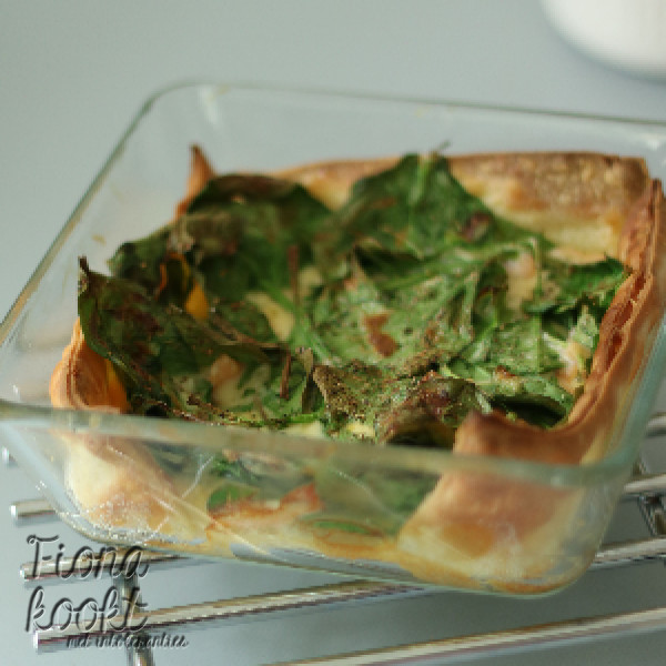 Hartige taart met zalm voor 1 persoon