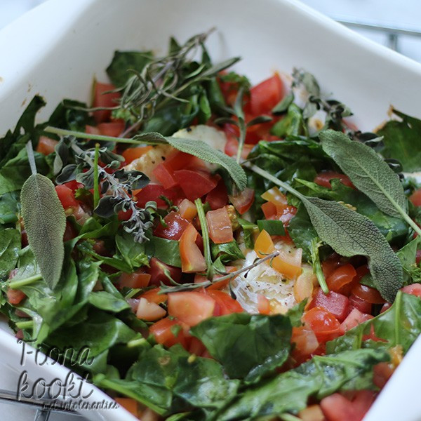 Kabeljauwfilet met tomaten spinazie "salsa"