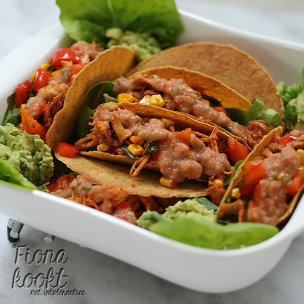 Taco's met pulled chicken