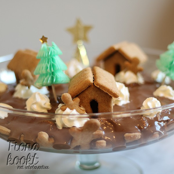 Chocolademousse kerstdorp