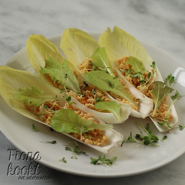 Witlof bootjes met hummus