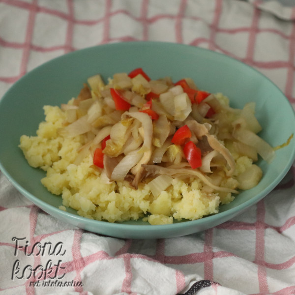 Aardappel pastinaak puree met witlof